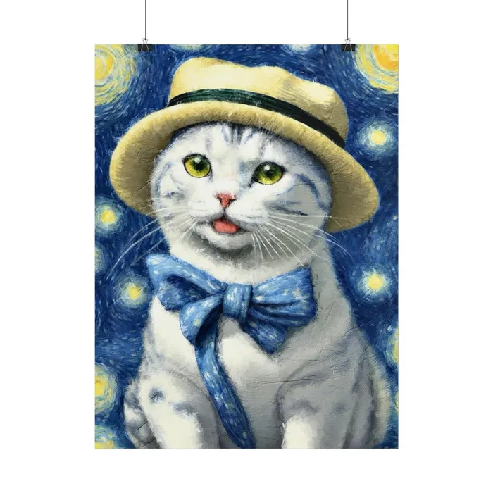 Portraits by NC Necklaces Starry Eyed Cat Rolled Posters