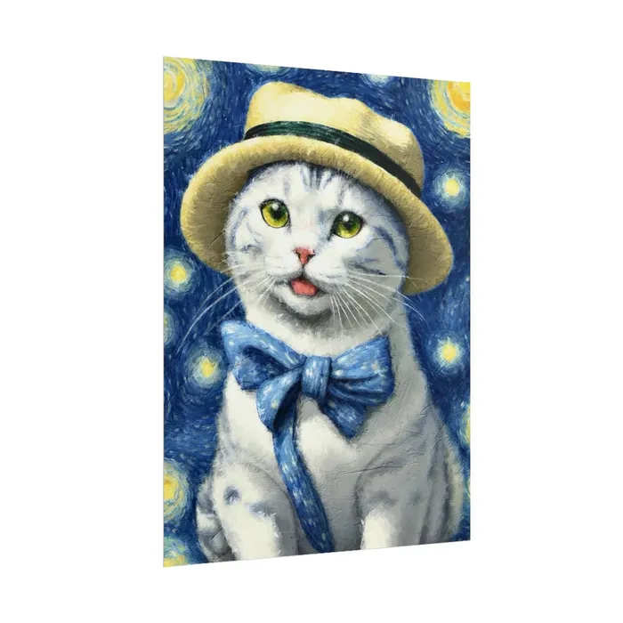 Portraits by NC Necklaces Starry Eyed Cat Rolled Posters