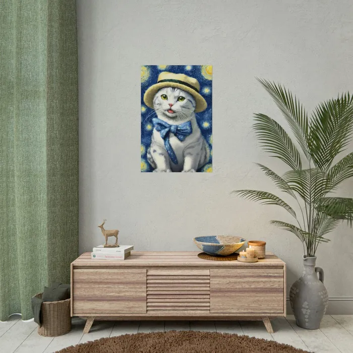 Portraits by NC Necklaces Starry Eyed Cat Rolled Posters