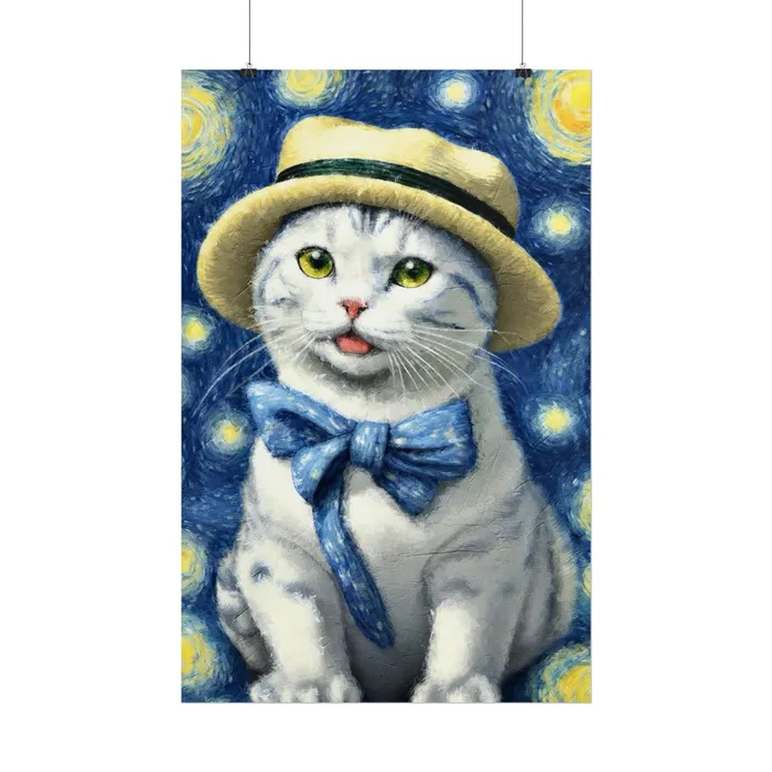 Portraits by NC Necklaces Starry Eyed Cat Rolled Posters