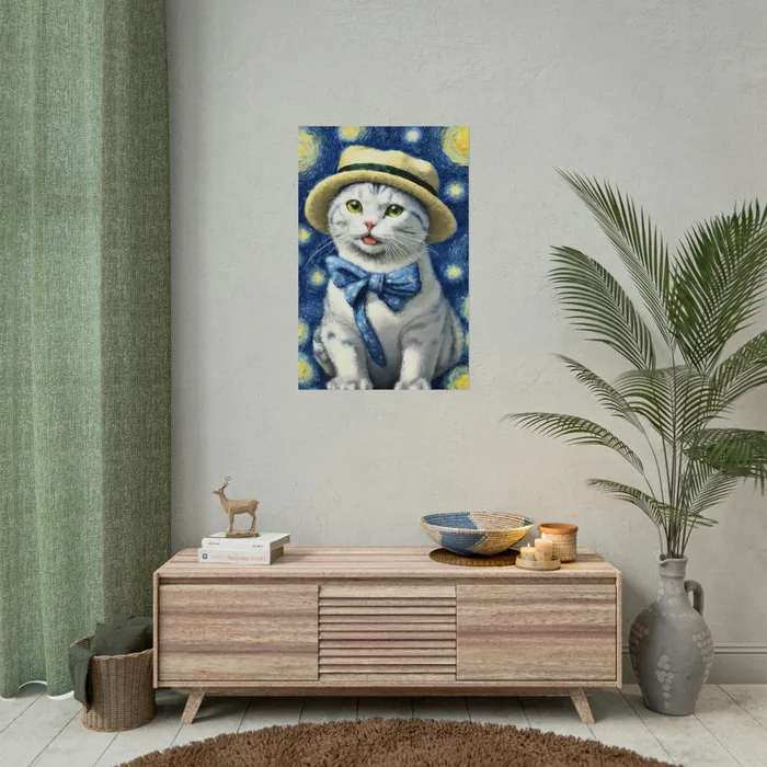 Portraits by NC Necklaces Starry Eyed Cat Rolled Posters