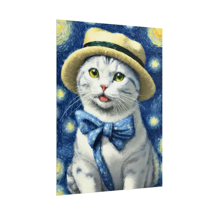 Portraits by NC Necklaces Starry Eyed Cat Rolled Posters