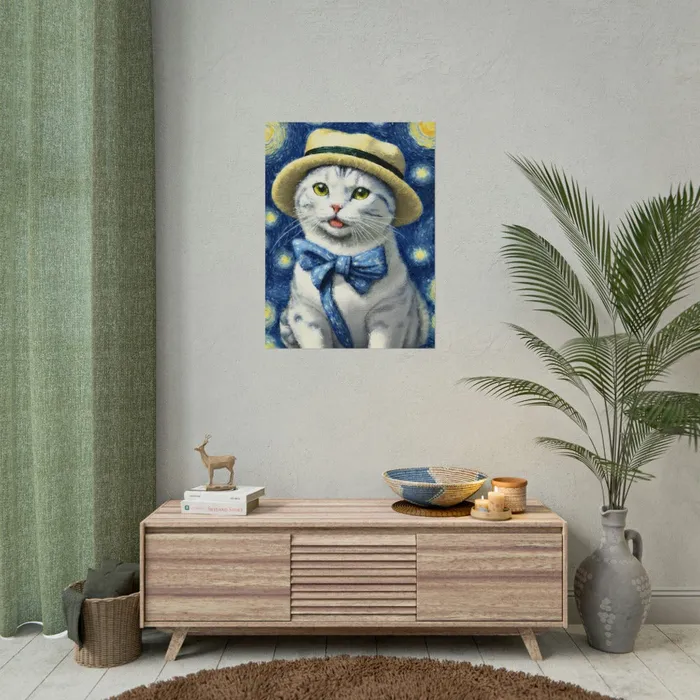 Portraits by NC Necklaces Starry Eyed Cat Rolled Posters