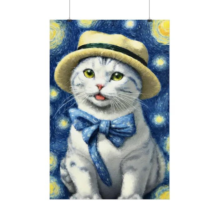 Portraits by NC Necklaces Starry Eyed Cat Rolled Posters