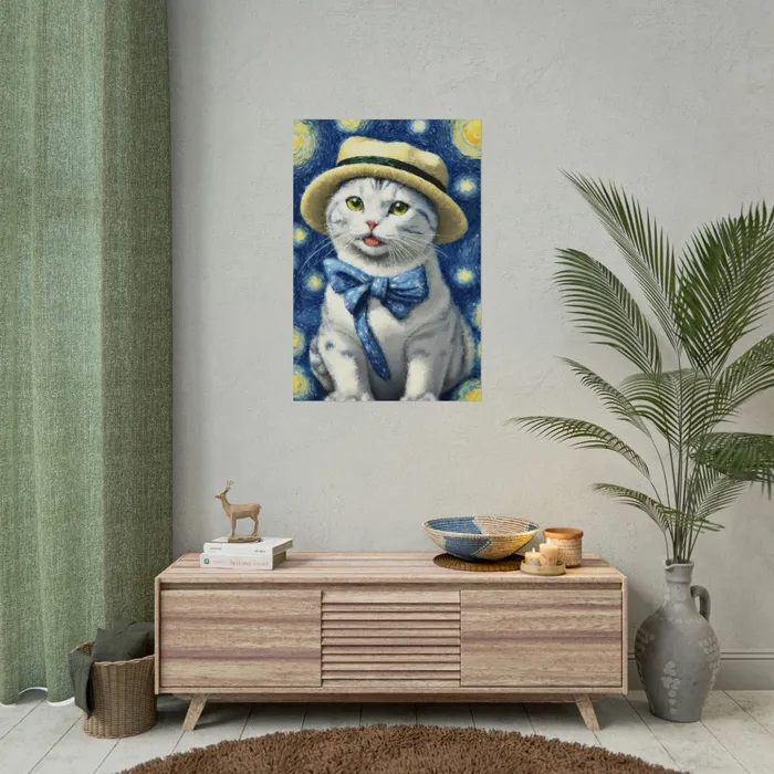 Portraits by NC Necklaces Starry Eyed Cat Rolled Posters