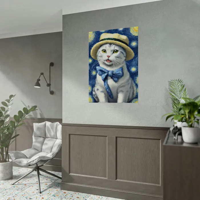 Portraits by NC Necklaces Starry Eyed Cat Rolled Posters