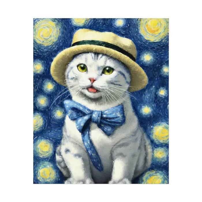 Portraits by NC Necklaces Starry Eyed Cat Rolled Posters