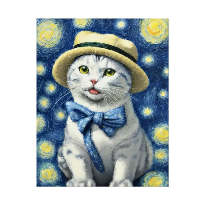 Portraits by NC Necklaces Starry Eyed Cat Rolled Posters