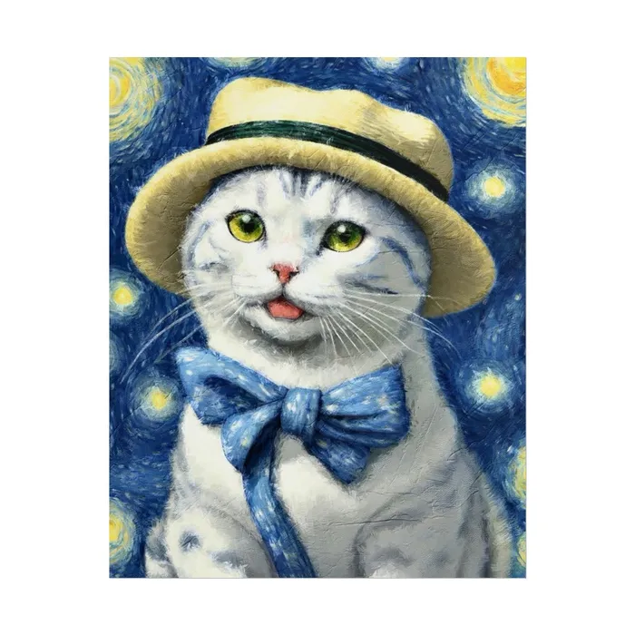 Portraits by NC Necklaces Starry Eyed Cat Rolled Posters