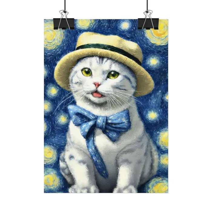Portraits by NC Necklaces Starry Eyed Cat Rolled Posters
