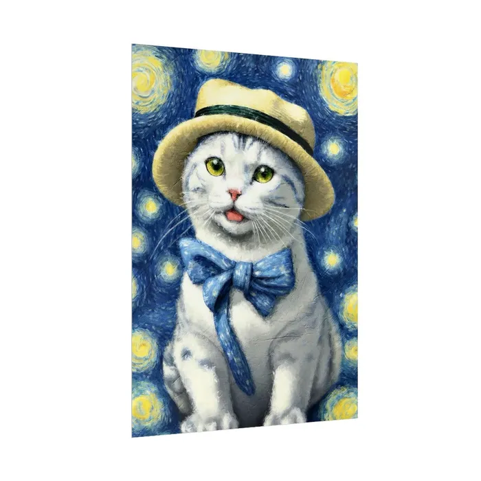 Portraits by NC Necklaces Starry Eyed Cat Rolled Posters
