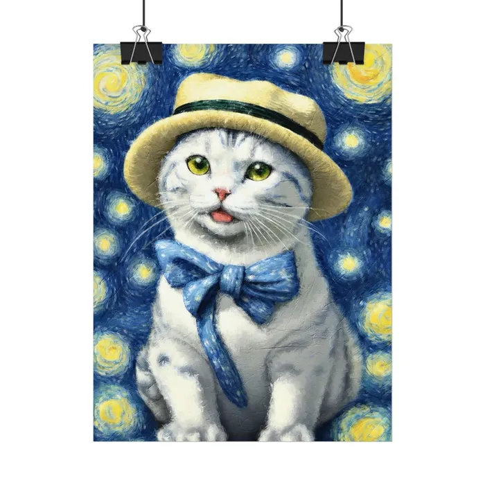 Portraits by NC Necklaces Starry Eyed Cat Rolled Posters
