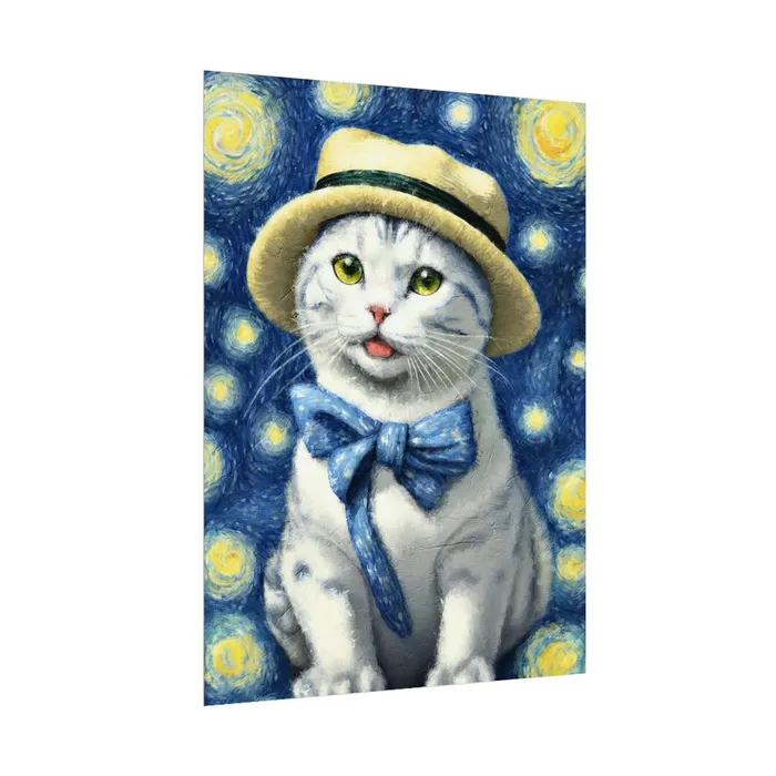 Portraits by NC Necklaces Starry Eyed Cat Rolled Posters
