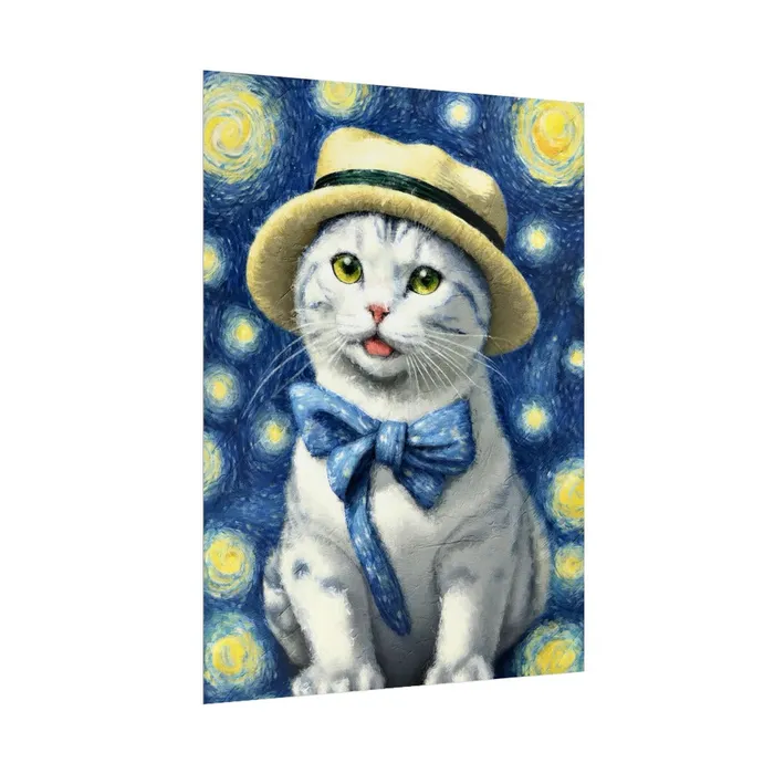 Portraits by NC Necklaces Starry Eyed Cat Rolled Posters