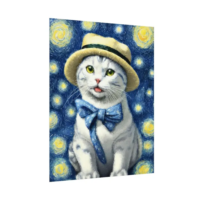 Portraits by NC Necklaces Starry Eyed Cat Rolled Posters