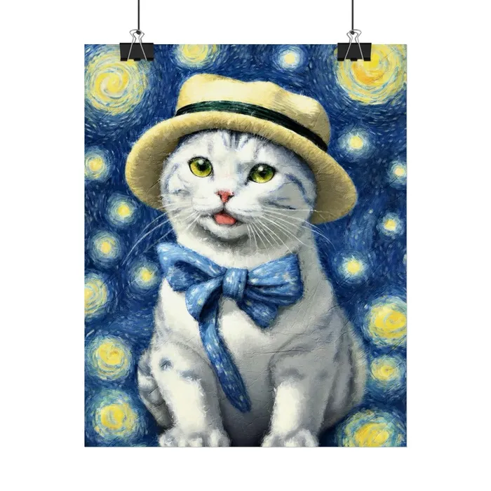 Portraits by NC Necklaces Starry Eyed Cat Rolled Posters