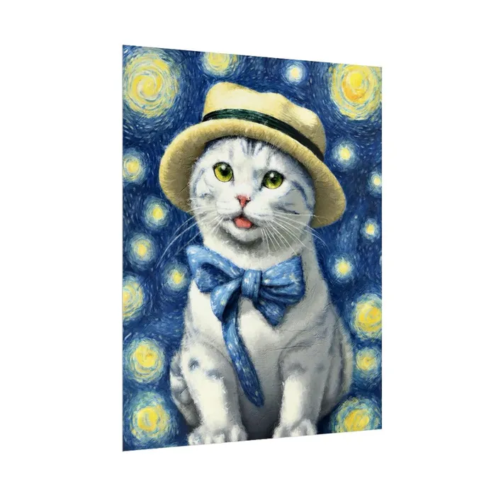 Portraits by NC Necklaces Starry Eyed Cat Rolled Posters