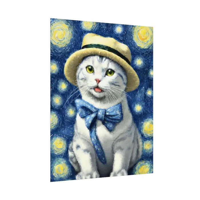 Portraits by NC Necklaces Starry Eyed Cat Rolled Posters