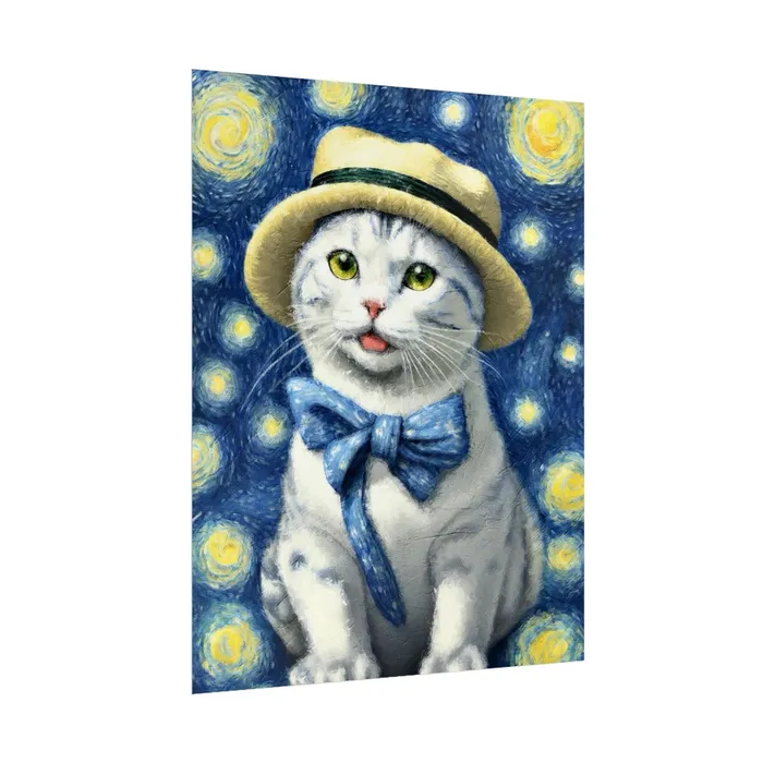 Portraits by NC Necklaces Starry Eyed Cat Rolled Posters