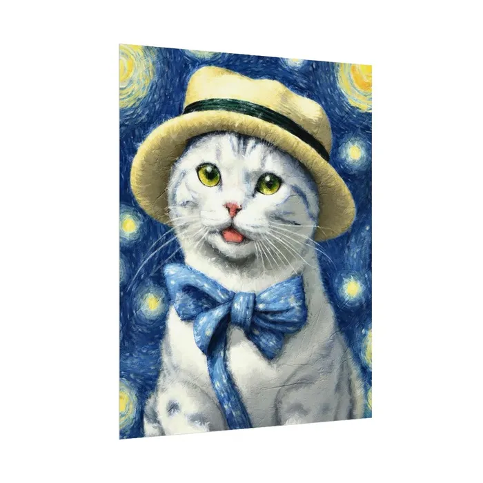 Portraits by NC Necklaces Starry Eyed Cat Rolled Posters