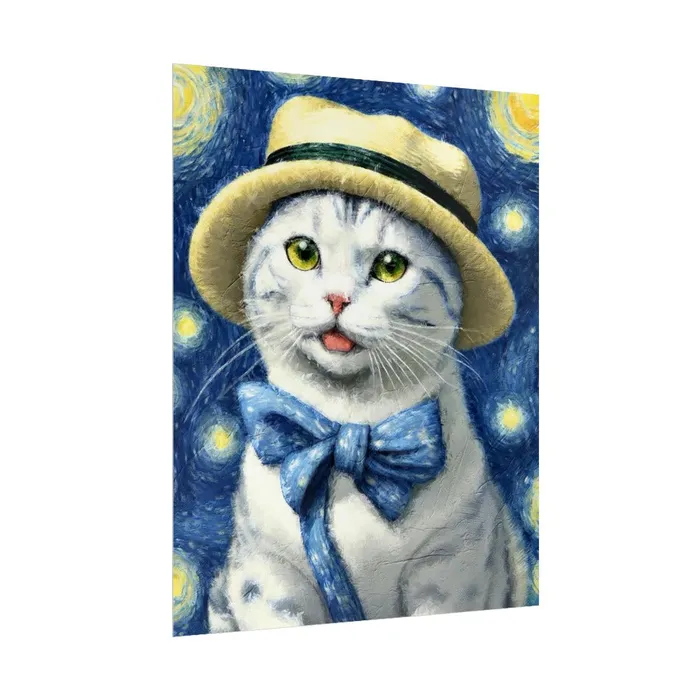 Portraits by NC Necklaces Starry Eyed Cat Rolled Posters