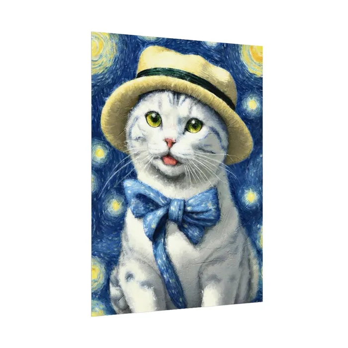 Portraits by NC Necklaces Starry Eyed Cat Rolled Posters