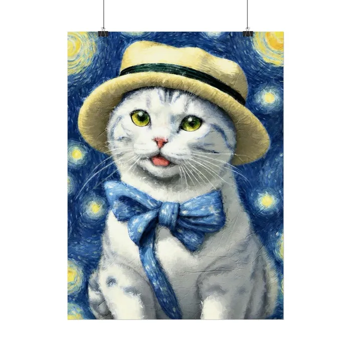 Portraits by NC Necklaces Starry Eyed Cat Rolled Posters