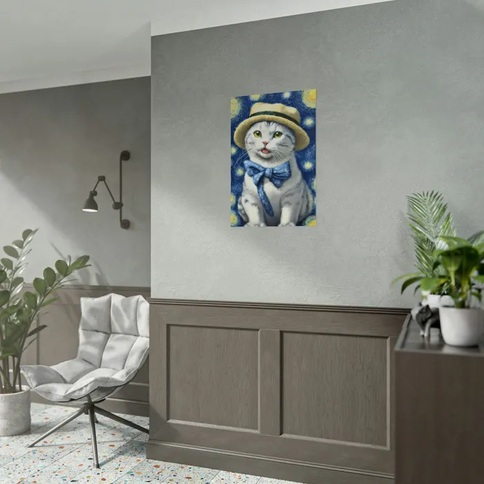 Portraits by NC Necklaces Starry Eyed Cat Rolled Posters