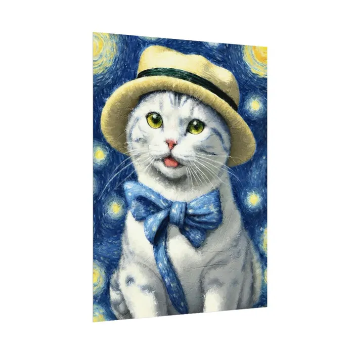 Portraits by NC Necklaces Starry Eyed Cat Rolled Posters