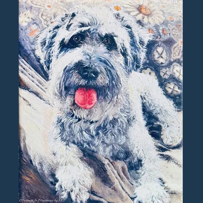 Portraits by NC Portrait of a Schnauzer named Schatze Commissioned Oil Portrait Necklaces Portraits by NC Portrait of a Schnauzer named Schatze Commissioned Oil Portrait Necklaces
