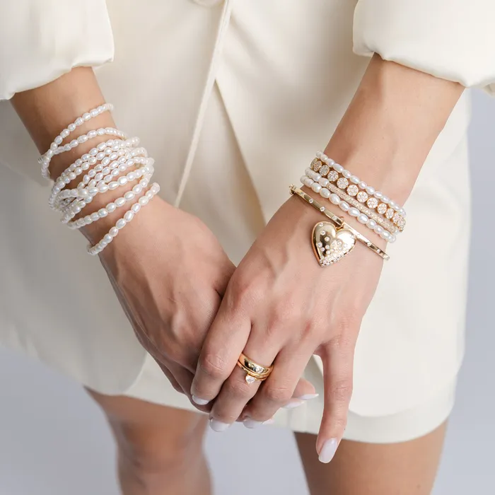 RACHEL LYNN CHICAGO Bracelets 3mm Freshwater Pearl Seven Wrap Beaded Bracelet