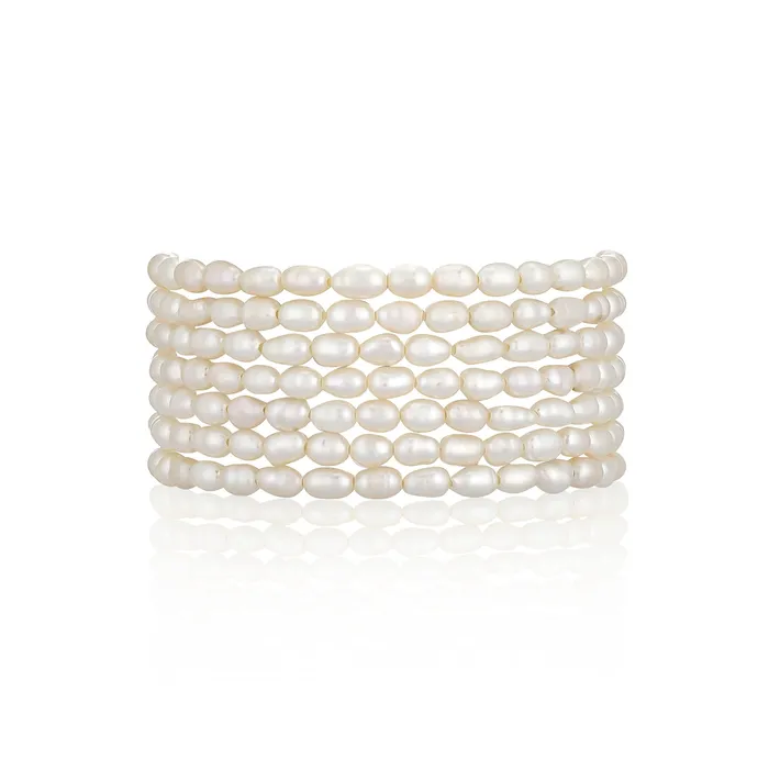 RACHEL LYNN CHICAGO Bracelets 3mm Freshwater Pearl Seven Wrap Beaded Bracelet