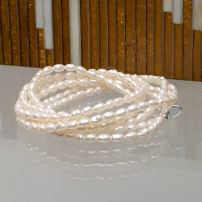 RACHEL LYNN CHICAGO Bracelets 3mm Freshwater Pearl Seven Wrap Beaded Bracelet
