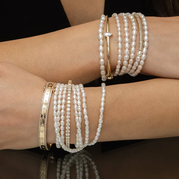 RACHEL LYNN CHICAGO Bracelets 3mm Freshwater Pearl Seven Wrap Beaded Bracelet
