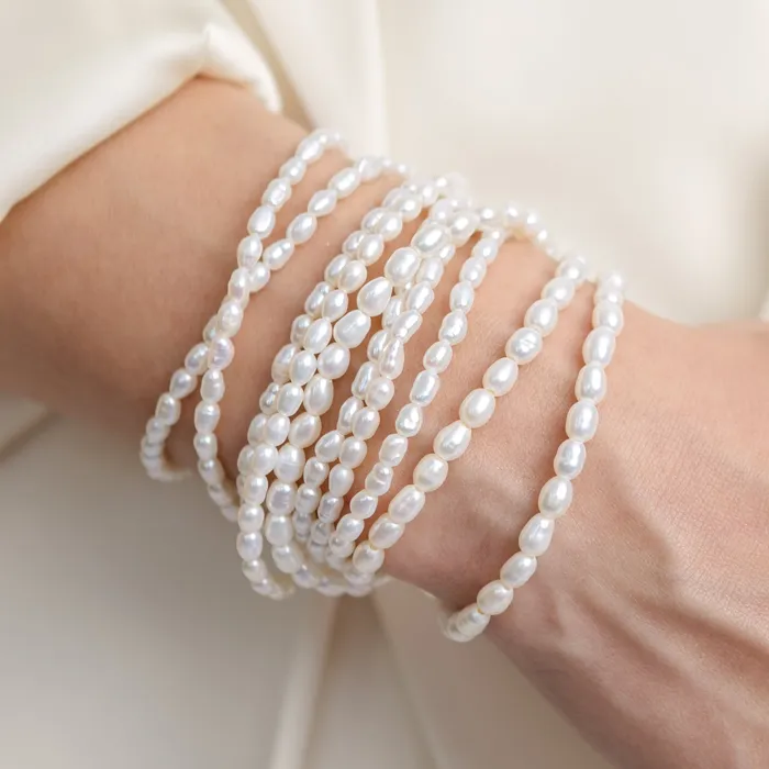 RACHEL LYNN CHICAGO Bracelets 3mm Freshwater Pearl Seven Wrap Beaded Bracelet