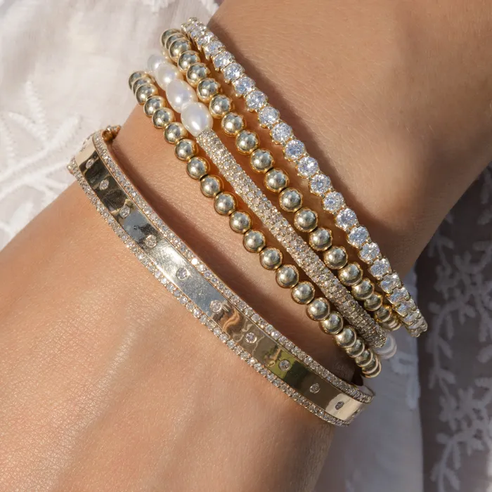 RACHEL LYNN CHICAGO Bracelets 4mm Pyrite Beaded Bracelet