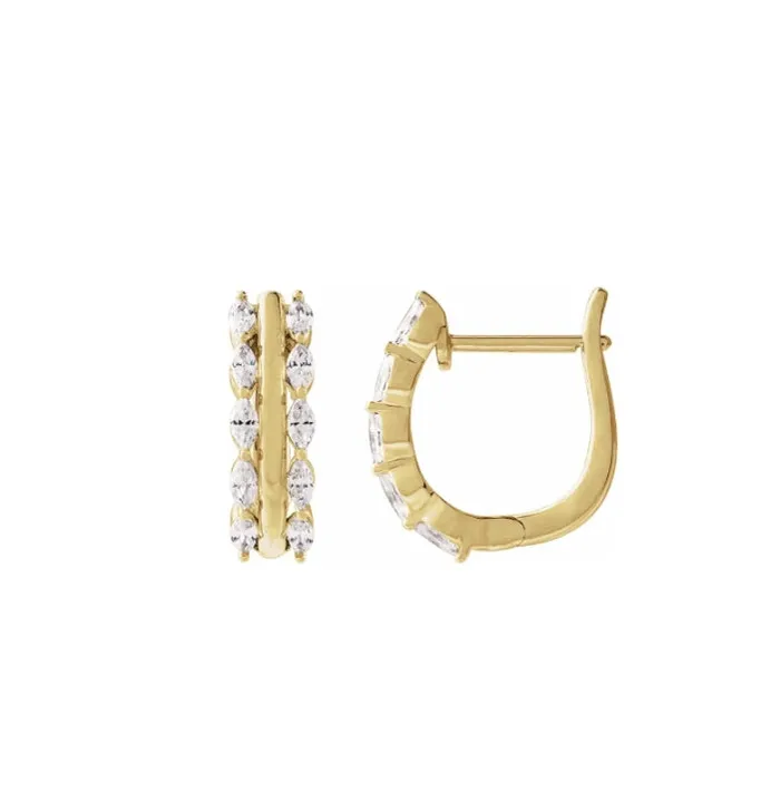 RACHEL LYNN CHICAGO Earrings Everyday Marquise Diamond 15mm Hoops