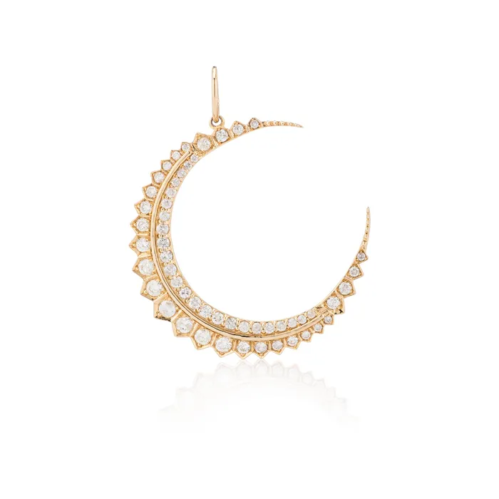 RACHEL LYNN CHICAGO Necklaces Jumbo Yellow Gold and Diamond Moon Charm