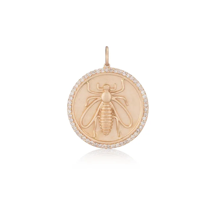 RACHEL LYNN CHICAGO Necklaces Yellow Gold and Diamond Bee Coin Pendant