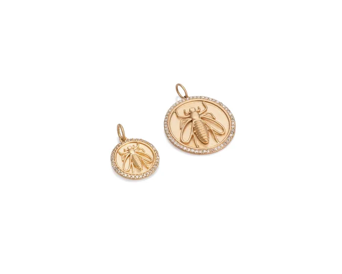 RACHEL LYNN CHICAGO Necklaces Yellow Gold and Diamond Bee Coin Pendant