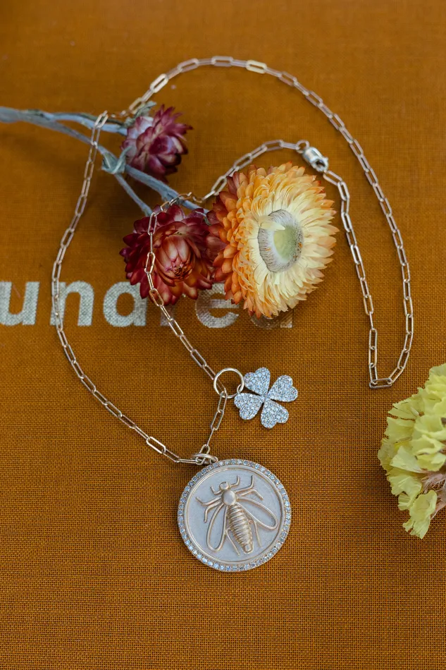 RACHEL LYNN CHICAGO Necklaces Yellow Gold and Diamond Bee Coin Pendant