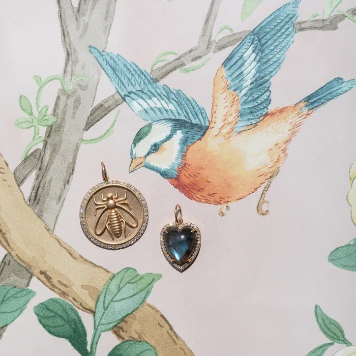 RACHEL LYNN CHICAGO Necklaces Yellow Gold and Diamond Bee Coin Pendant