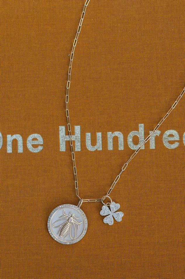 RACHEL LYNN CHICAGO Necklaces Yellow Gold and Diamond Bee Coin Pendant