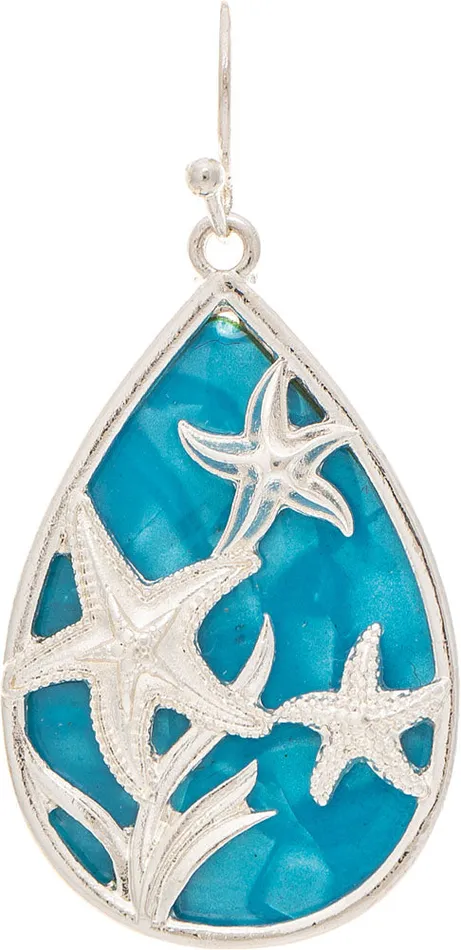RAINJEWELRY Rings Starfish Blue Water Silver Earings