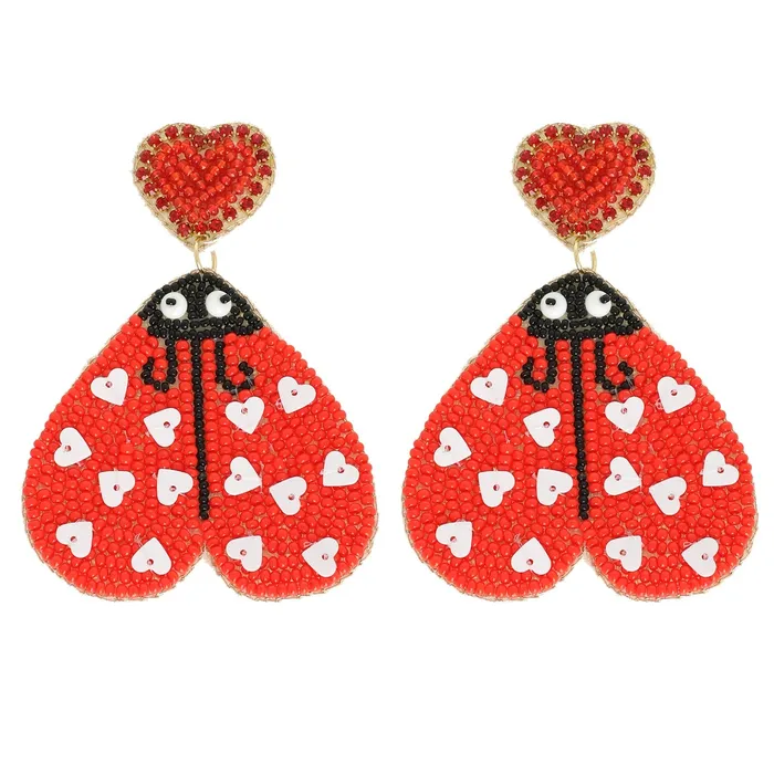 RED LOVE BUG VALENTINES DAY JEWELED BEADED EARRINGS Something Special LA Earrings RED LOVE BUG VALENTINES DAY JEWELED BEADED EARRINGS Something Special LA Earrings
