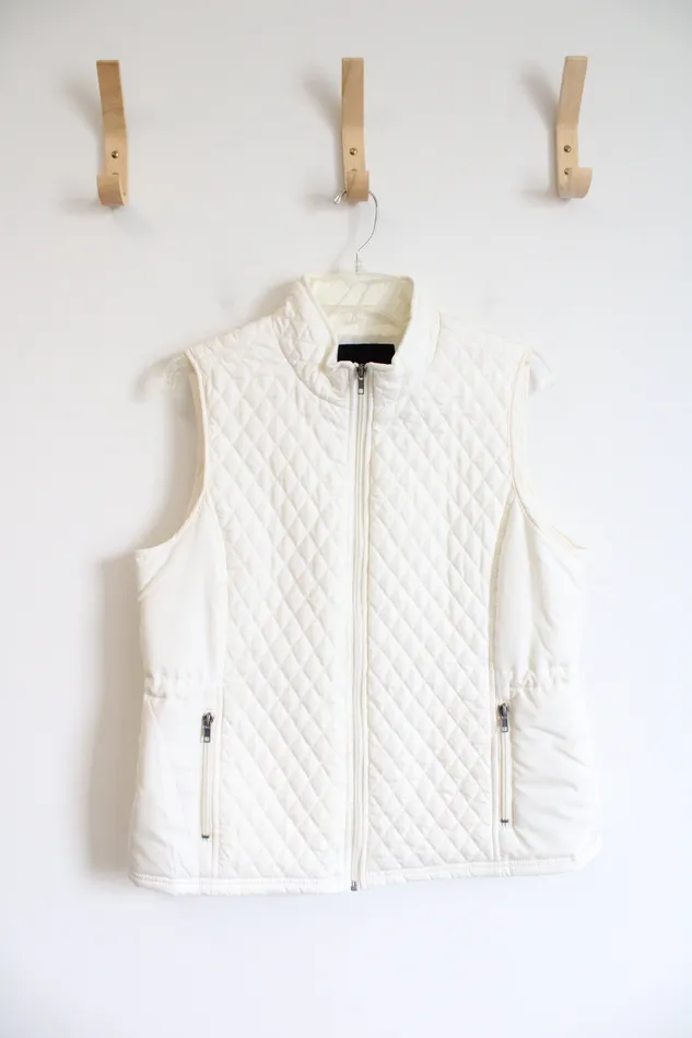 Relativity Outerwear Cream Quilted Vest XL Petite Relativity Earrings