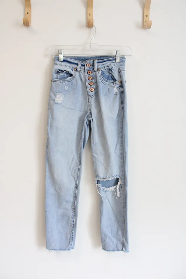 Rewash Necklaces Rewash High Rise Vintage Reunion Distressed Light Wash Jeans 0 24