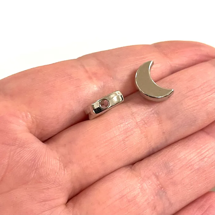 Rhodium Plated Crescent Spacer Charms 10 Pcs in a Pack Peppy Beads Earrings Rhodium Plated Crescent Spacer Charms 10 Pcs in a Pack Peppy Beads Earrings