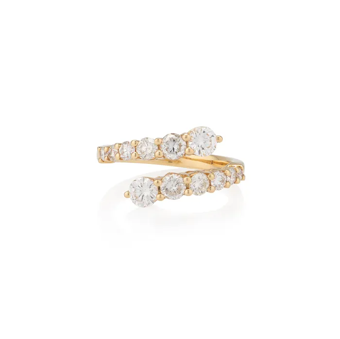 Rings 14 Karat Yellow Gold and Diamond Bypass Ring RACHEL LYNN CHICAGO