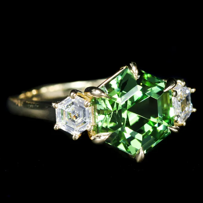 Rings 18K Yellow Gold 422 Carat Tourmaline and Diamond Ring JS Simmons Diamond Consultants Rings 18K Yellow Gold 422 Carat Tourmaline and Diamond Ring JS Simmons Diamond Consultants